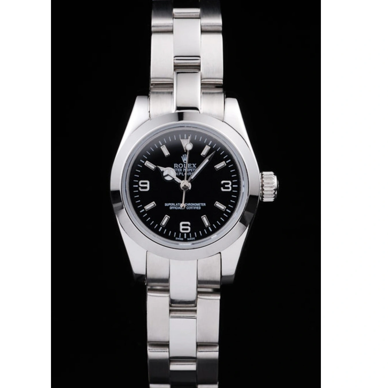 Aaa replica Polished Explorer 98089 Black Stainless Rolex Steel Dial 1013